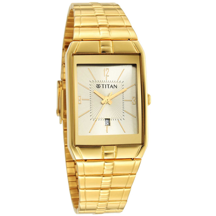 Titan Gents Karishma Analog Gray Dial Men's Watch-9151YM07, Champagne, bracelet