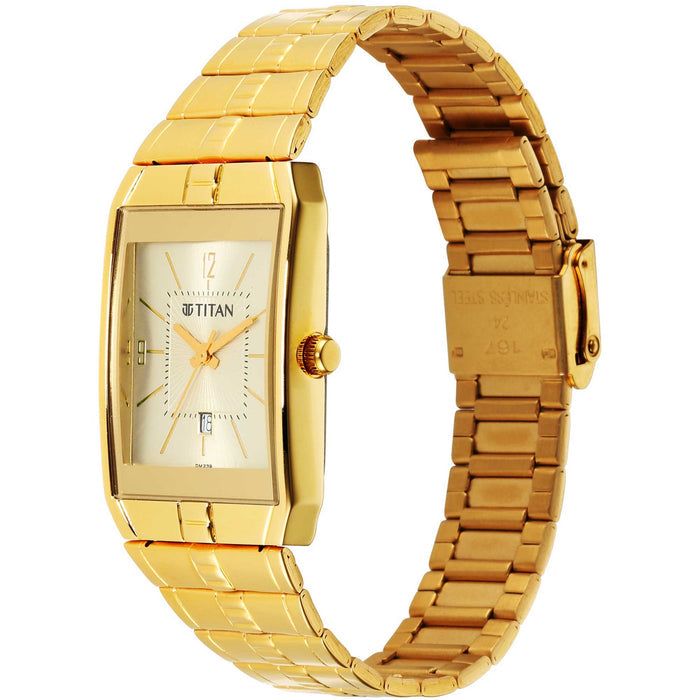 Titan Gents Karishma Analog Gray Dial Men's Watch-9151YM07, Champagne, bracelet