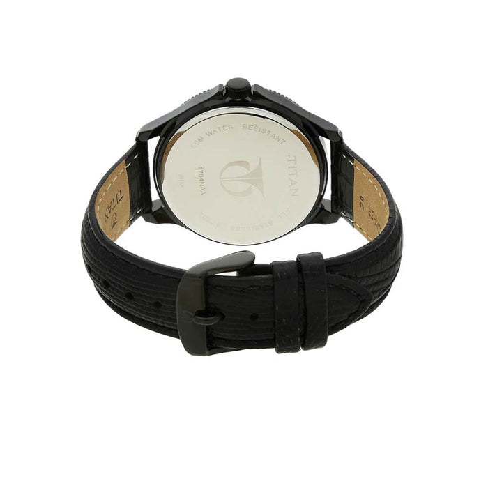Titan Globe Trotter Black Dial Analog Dual Time Watch for Men 1704NL01