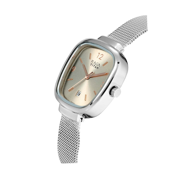 Titan Grey Dial Analog with Date Watch for Women 2610SM01