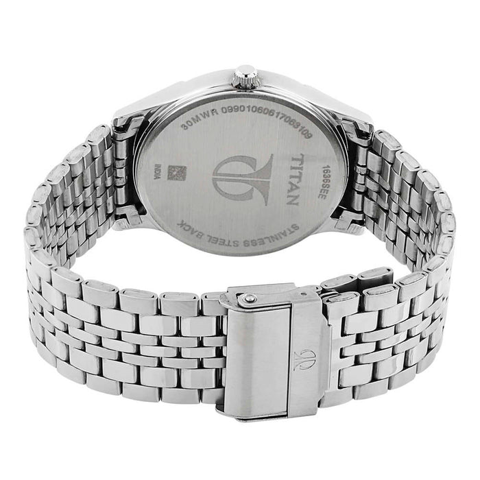 Titan Karishma Analog Black Dial Silver Band Men's Stainless Steel Watch-NL1636SM01/NR1636SM01