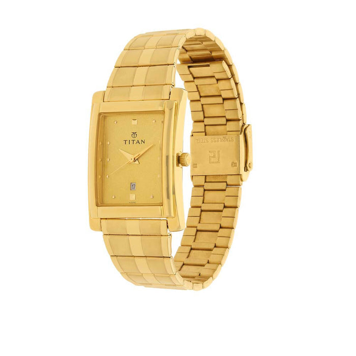 Titan Karishma Analog Gold Dial Men's Watch-NL9154YM02/NP9154YM02, Golden Champagne