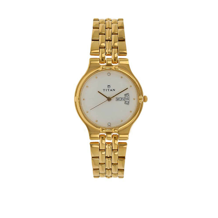 Titan Karishma Analog White Dial Men's Watch-NL1107YM07, Golden/White, Golden/White, bracelet