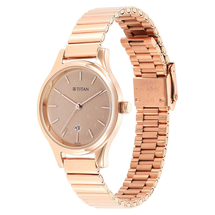 Titan Karishma Brown Dial Metal Strap Watch for Women