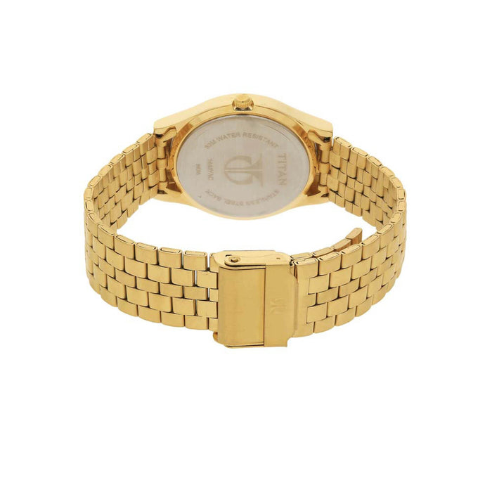 Titan Karishma Champagne Dial Analog Watch for Men 1648YM05, Yellow, bracelet