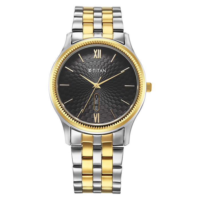 Titan Karishma Gents Upg Black Round Dial Stainless Steel Strap Watch For Men