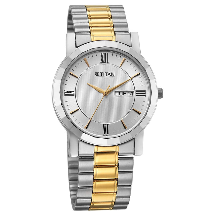 Titan Karishma Gents Upg Silver Round Dial Stainless Steel Strap Watch For Men