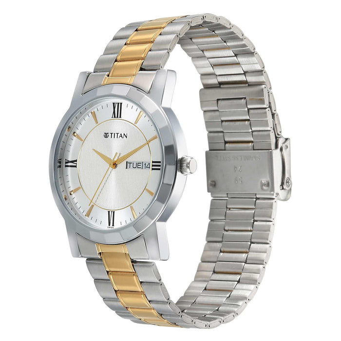 Titan Karishma Gents Upg Silver Round Dial Stainless Steel Strap Watch For Men