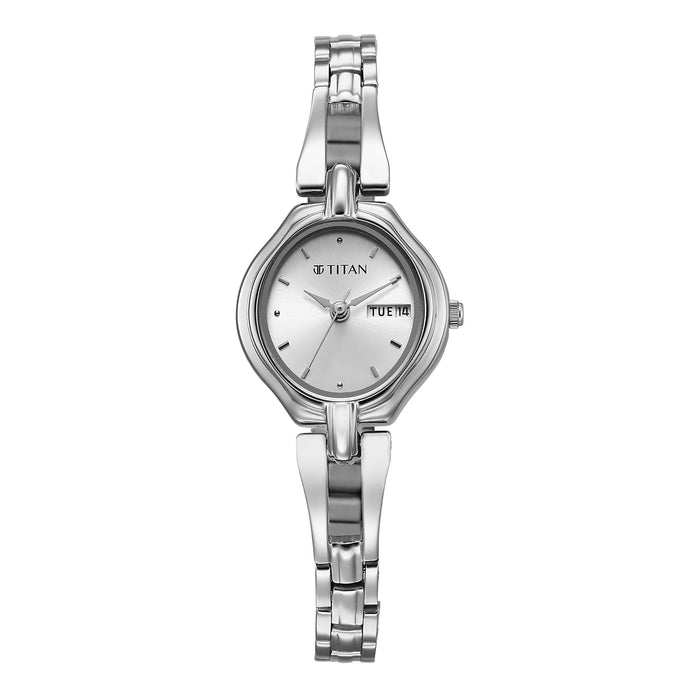 Titan Karishma Ladies Upg Silver Round Dial Stainless Steel Strap Watch For Women