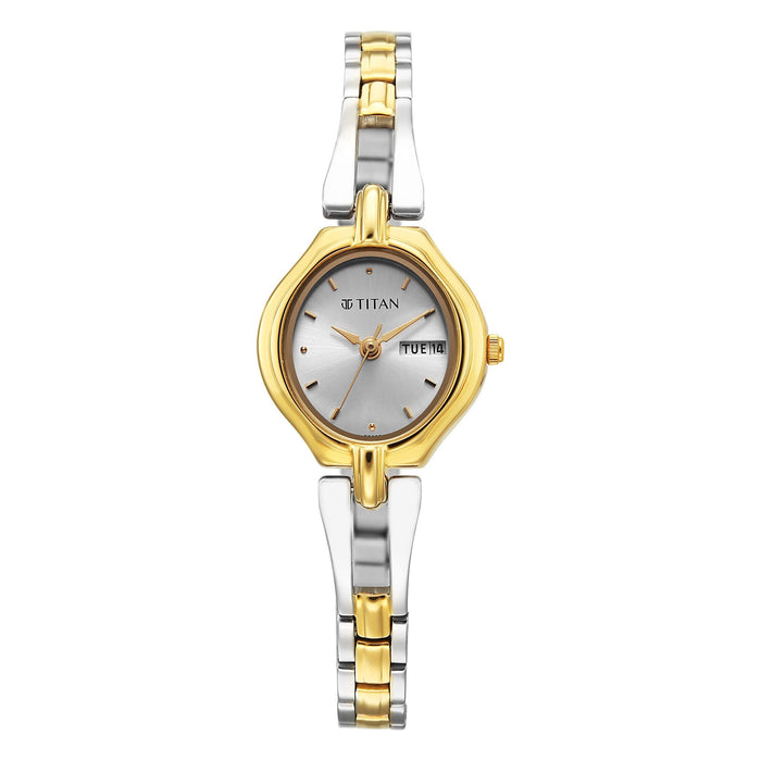 Titan Karishma Ladies Upg Silver Round Dial Stainless Steel Strap Watch For Women