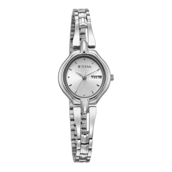 Titan Karishma Ladies Upg Silver Round Dial Stainless Steel Strap Watch For Women