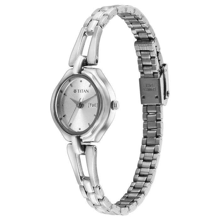 Titan Karishma Ladies Upg Silver Round Dial Stainless Steel Strap Watch For Women