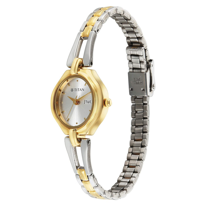Titan Karishma Ladies Upg Silver Round Dial Stainless Steel Strap Watch For Women