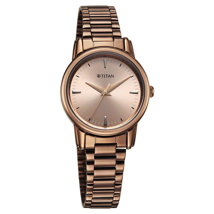 Titan Karishma Quartz Analog Beige Dial Brown Stainless Steel Strap Watch For Women