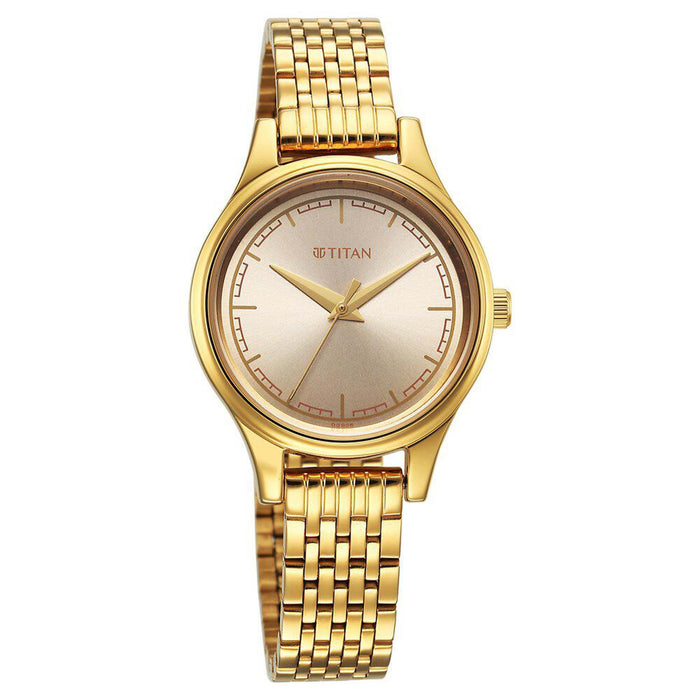 Titan Karishma Quartz Analog Beige Dial Golden Stainless Steel Strap Watch For Women