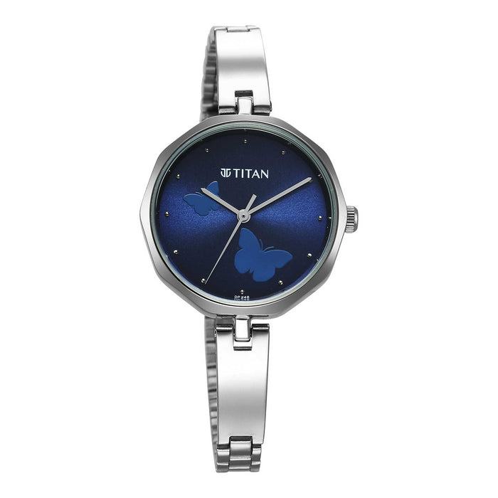 Titan Karishma Quartz Analog Blue Dial Stainless Steel Strap Watch for Women 2702SM02