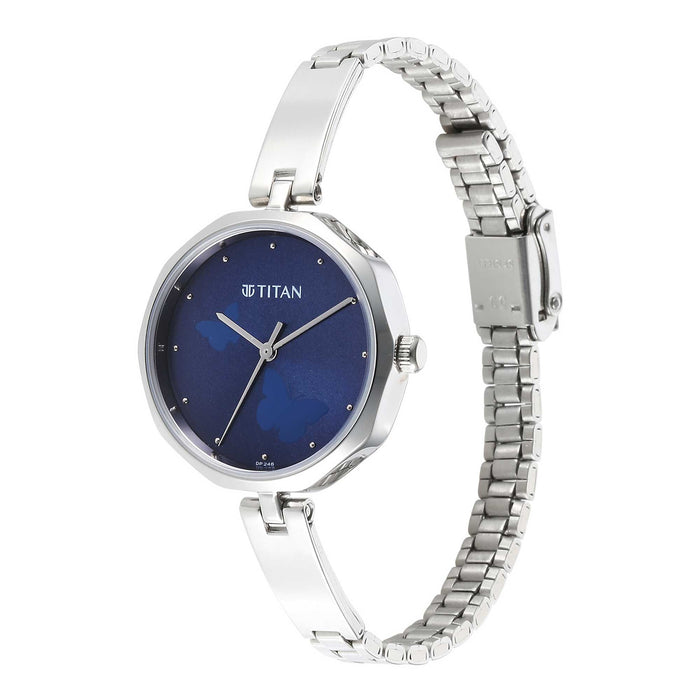 Titan Karishma Quartz Analog Blue Dial Stainless Steel Strap Watch for Women 2702SM02