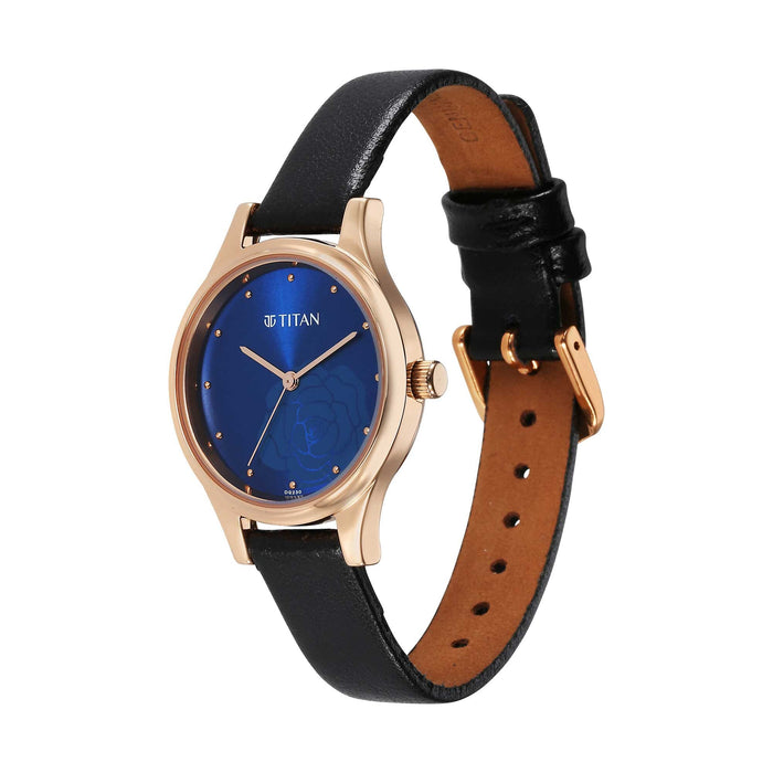 Titan Karishma Quartz Analog Blue Leather Strap for Women 2679WL01