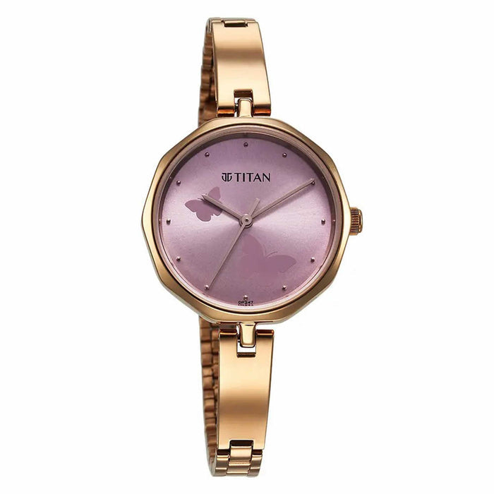 Titan Karishma Quartz Analog Pink Dial Stainless Steel Strap Watch for Women 2702WM02