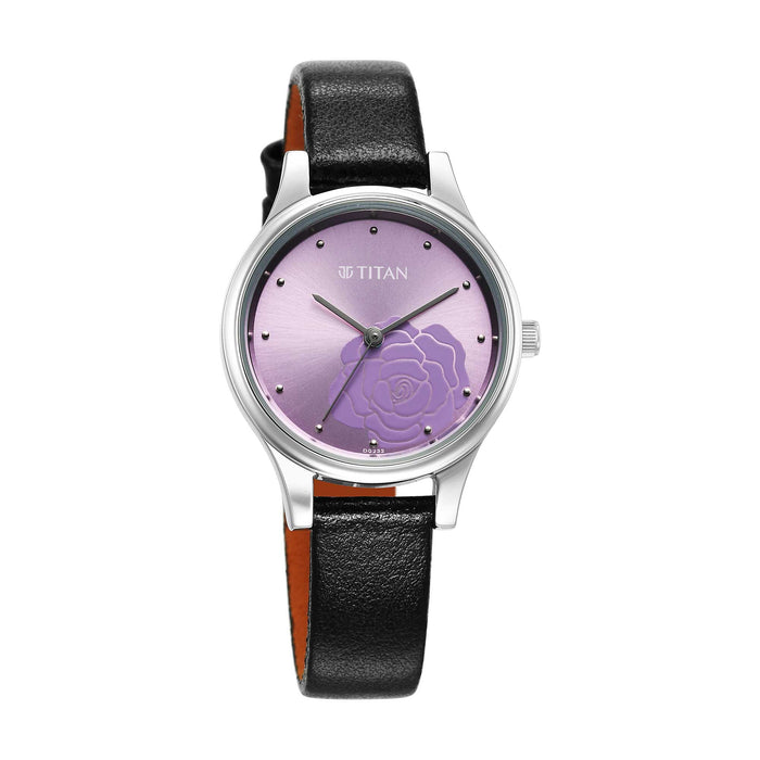 Titan Karishma Quartz Analog Purple Leather Strap for Women 2679SL01