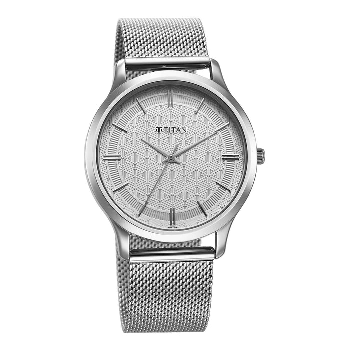 Titan Karishma Quartz Analog Silver Dial Stainless Steel Strap Watch for Men 1825SM09