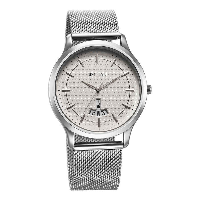 Titan Karishma Quartz Analog Silver Dial Stainless Steel Strap Watch for Men 1825SM10