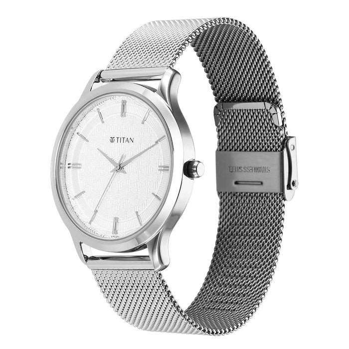 Titan Karishma Quartz Analog Silver Dial Stainless Steel Strap Watch for Men 1825SM09
