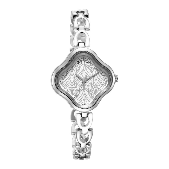 Titan Karishma White Dial Analog Metal Strap Watch for Women 2701SM01