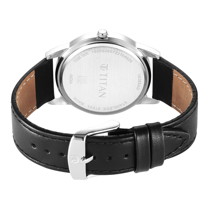 Titan Karishma Zing Quartz Analog Black Dial Leather Strap Watch for Men 1638SL02