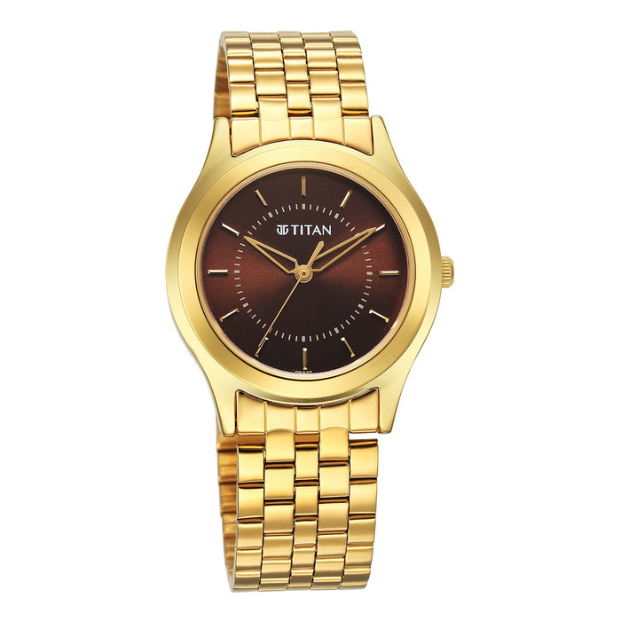Titan Karishma Zing Quartz Analog Brown Dial Stainless Steel Strap Watch for Men 1648YM06