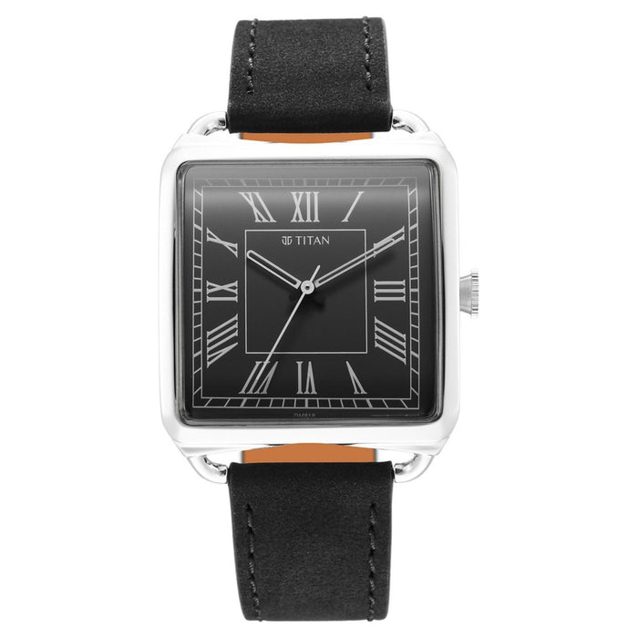 Titan Leather Analog White Dial Men Casual Watch, Brown Band
