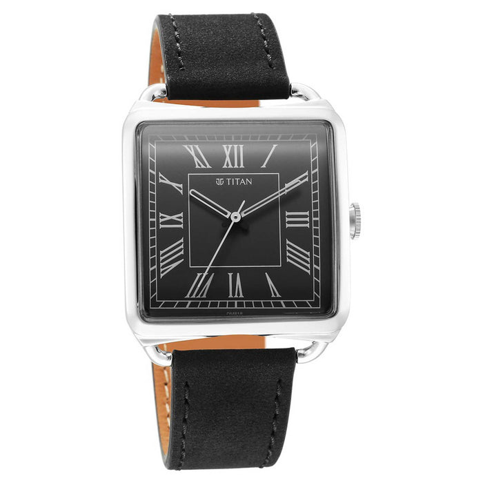Titan Leather Analog White Dial Men Casual Watch, Brown Band