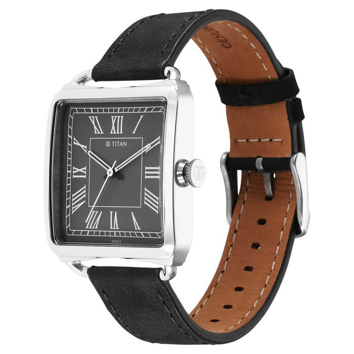 Titan Leather Analog White Dial Men Casual Watch, Brown Band