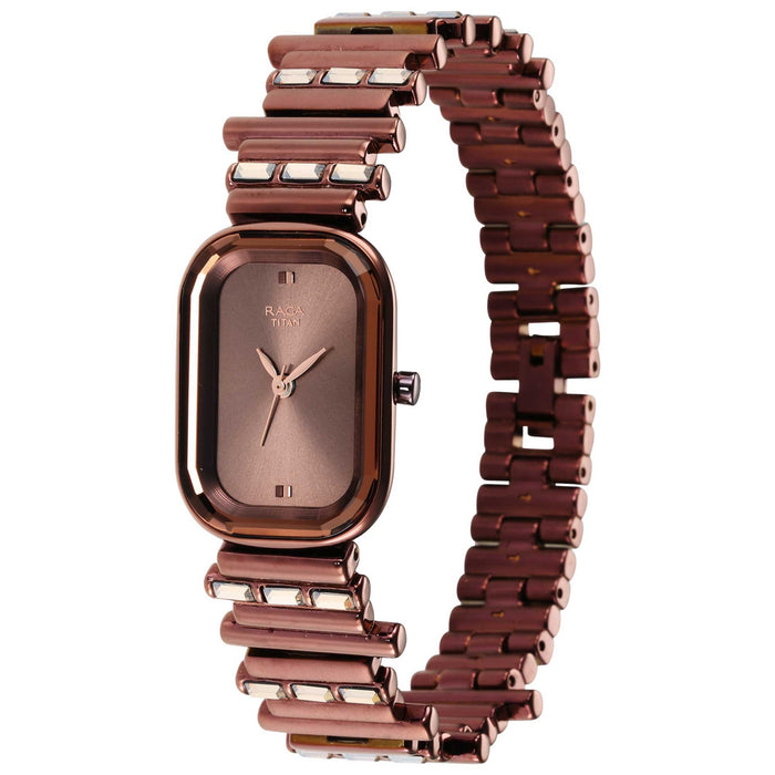 Titan Love All Brown Dial Brown Brass Strap Watch 95154QM01