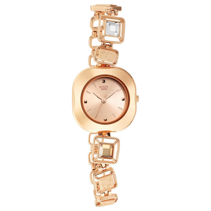 Titan Love All Rose Gold Dial Rose Gold Brass Strap Watch 95156WM01