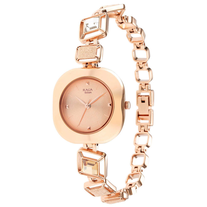Titan Love All Rose Gold Dial Rose Gold Brass Strap Watch 95156WM01