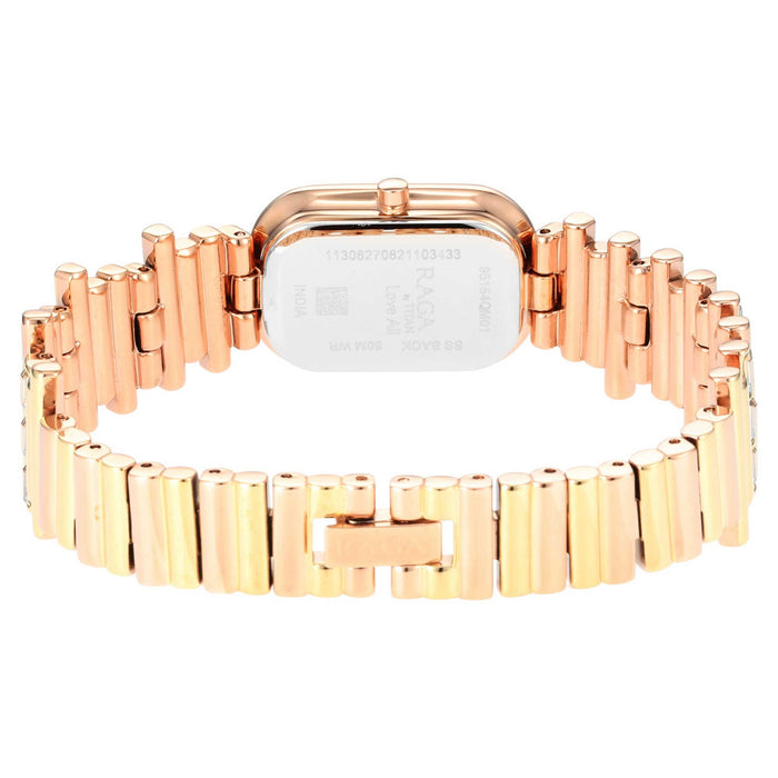 Titan Love All Rose Gold Dial Two Toned Brass Strap Watch 95154KM01