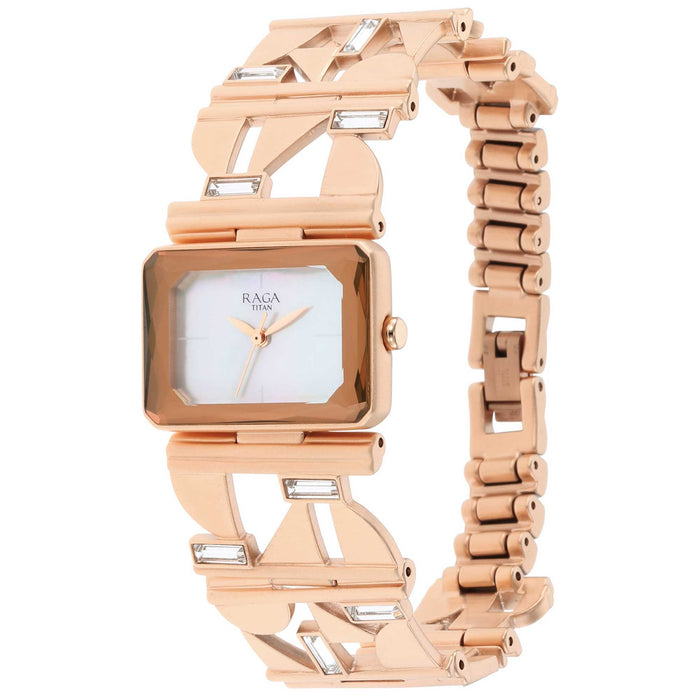 Titan Love All Watch with Mother Of Pearl Dial & Brass Strap 95149WM01