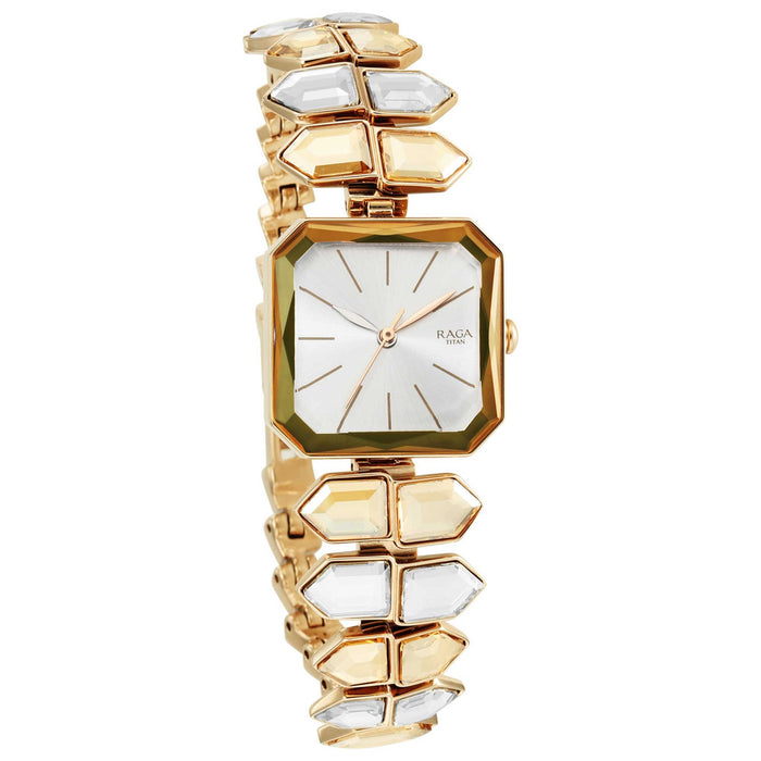Titan Love All Watch with Silver Dial & Brass Strap 95152WM01
