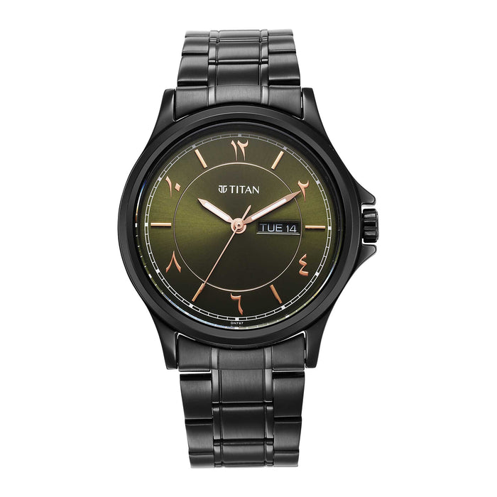 Titan Marhaba Green Dial Analog Stainless Steel Strap Watch for Men
 1870NM01