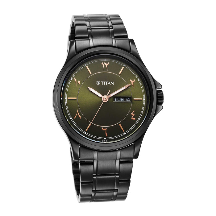 Titan Marhaba Green Dial Analog Stainless Steel Strap Watch for Men
 1870NM01