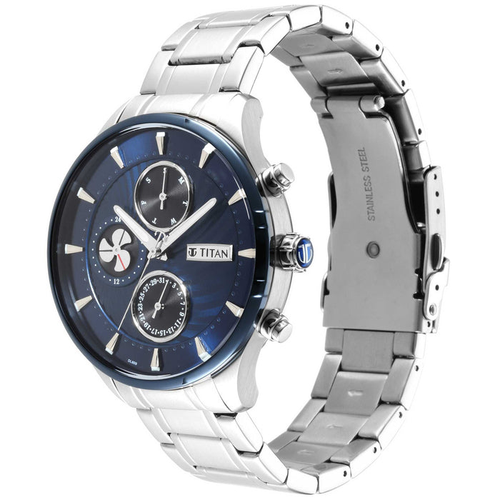 Titan Maritime Watch with Blue Dial & Stainless Steel Strap 1873KM02