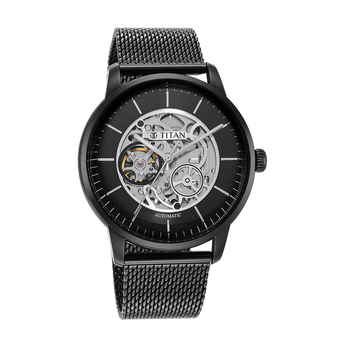Titan Mechanical Black Dial Watch for Men 90110NM01