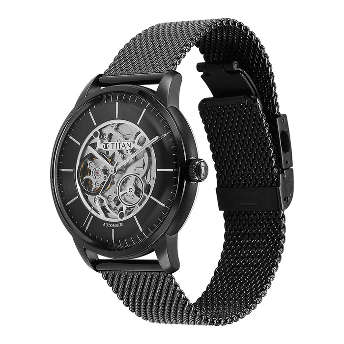 Titan Mechanical Black Dial Watch for Men 90110NM01
