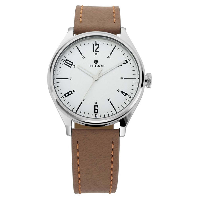 Titan Men Leather Neo Iv Analog Silver Dial Watch-1802Sl01 / 1802Sl01/1802Sl01, Band Color-Brown