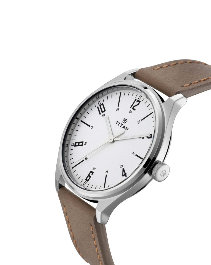 Titan Men Leather Neo Iv Analog Silver Dial Watch-1802Sl01 / 1802Sl01/1802Sl01, Band Color-Brown