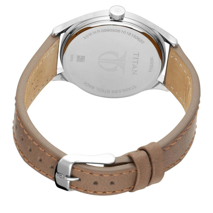 Titan Men Leather Neo Iv Analog Silver Dial Watch-1802Sl01 / 1802Sl01/1802Sl01, Band Color-Brown