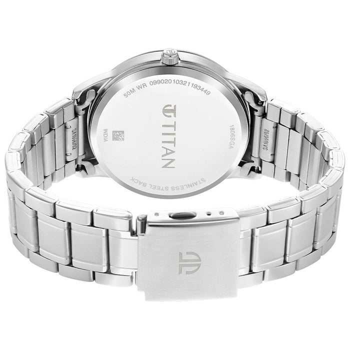 Titan Men Metal Black Dial Analog Watch -Np1806Sm02, Band Color-Silver