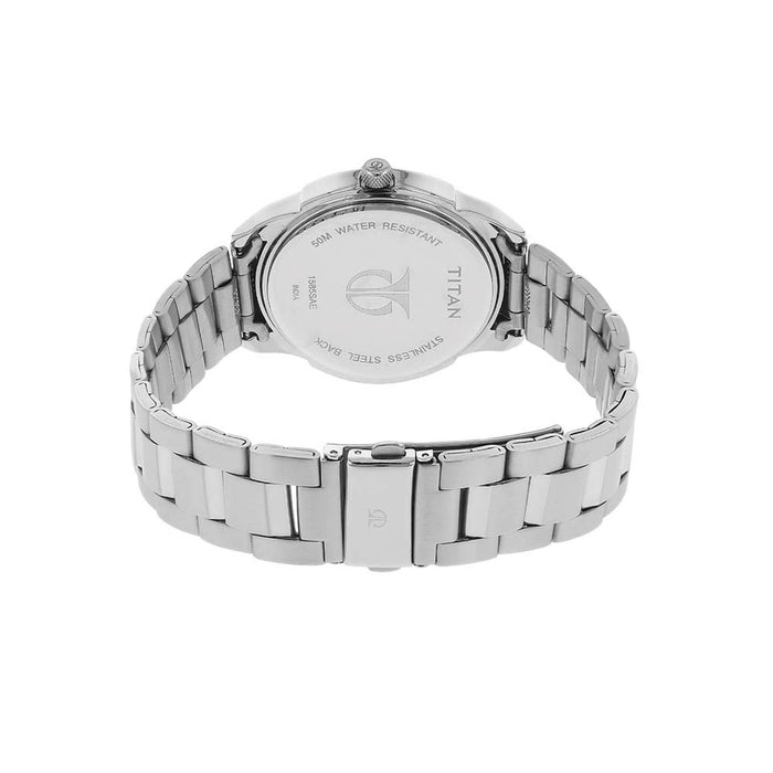 Titan Men Silver Dial Metal Band Watch - T1585SM04, Silver, bracelet