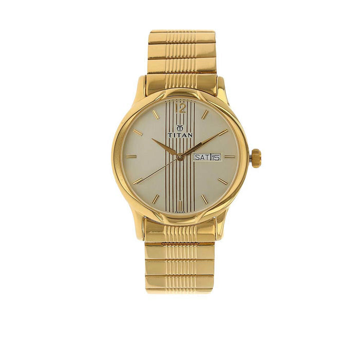 Titan Men Synthetic Champagne Dial Analog Watch -Nr1580Ym05, Band Color-Multicolor